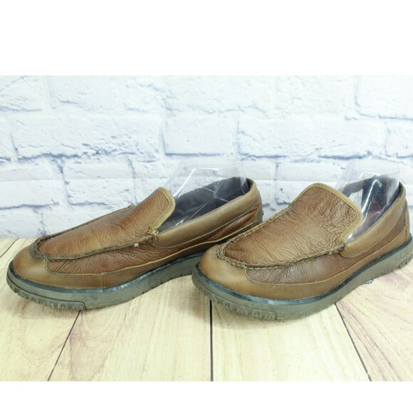 LL Bean All Week Brown Leather Shearling Lined Moccasin Slippers Size 10 M - Picture 2 of 10